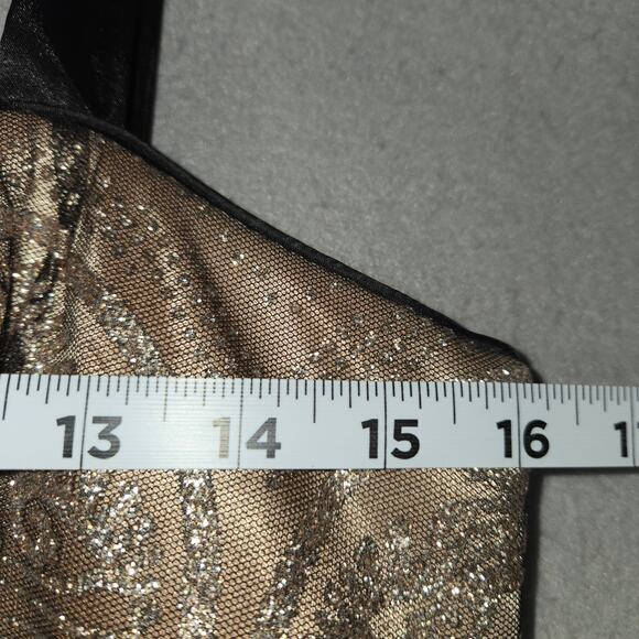 R & M Richards Womens Size 6 Beige Prom Dress Black Lace Overlay Glitter Formal - Picture 12 of 14